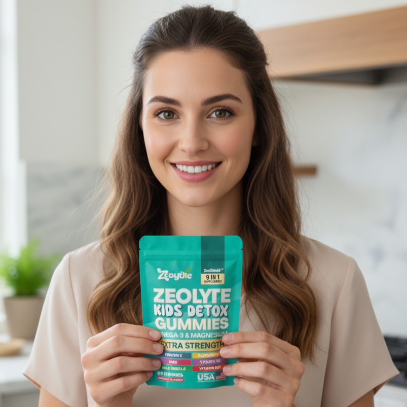 Customer holding Zeolyte gummies